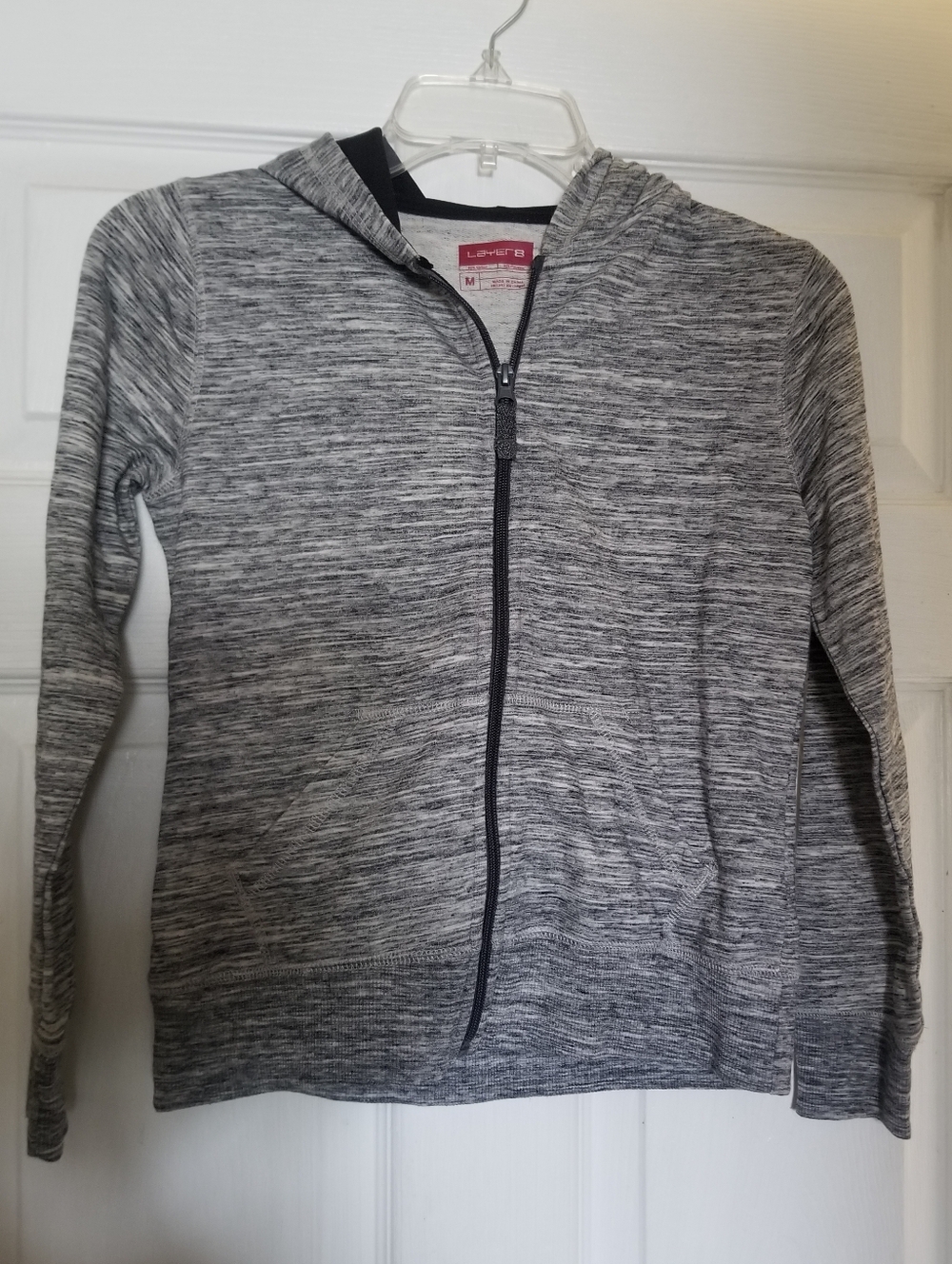 Layer 8 Girls' Gray Zip Hoodie Size M